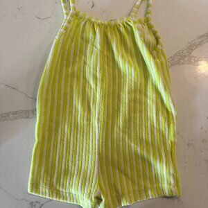 Zara Kids Toddler Baby Terrycloth Green & White Romper Sz 1.5yr
